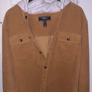 Forever 21 Men’s Hooded Corduroy Button Up